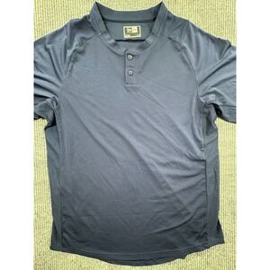 New Era Shirt Mens Large Blue Navy 1/4 Button Short Sleeve Batting Shirt Jacket